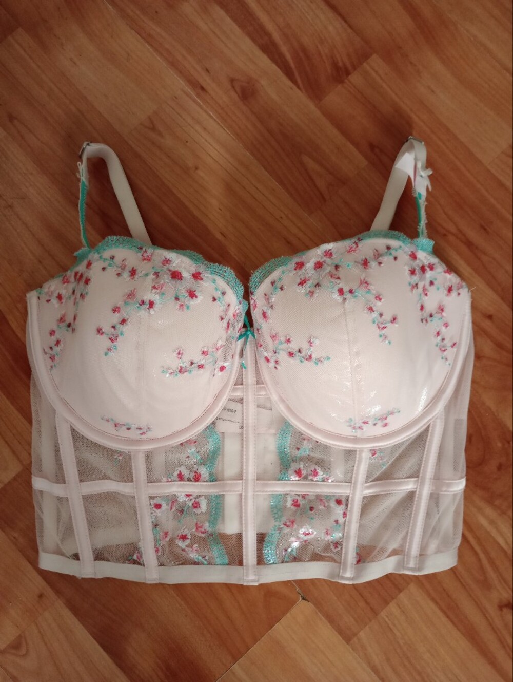 New Victoria's Secret Dream Angels Longline Bustier Floral Embroidery
